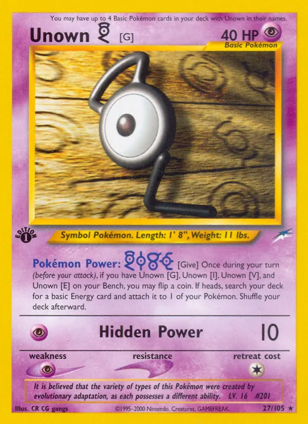 Unown [G] Pokémon card