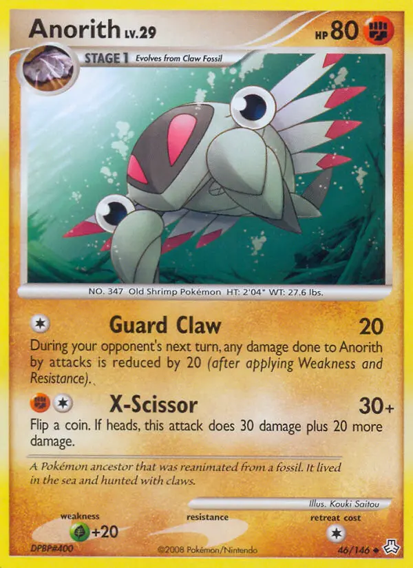 Anorith Pokémon card