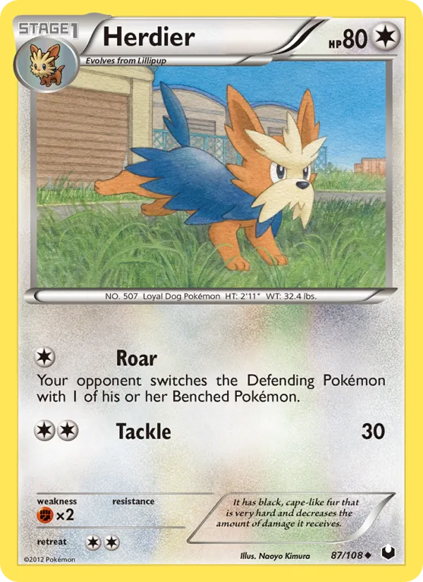Herdier Pokémon card