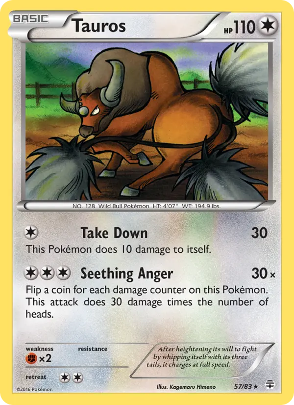 Tauros Pokémon card