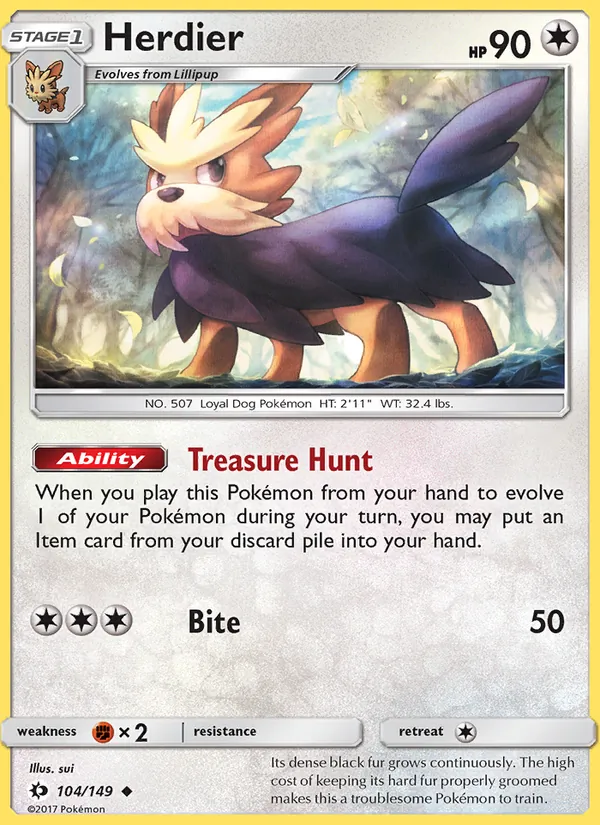 Herdier Pokémon card