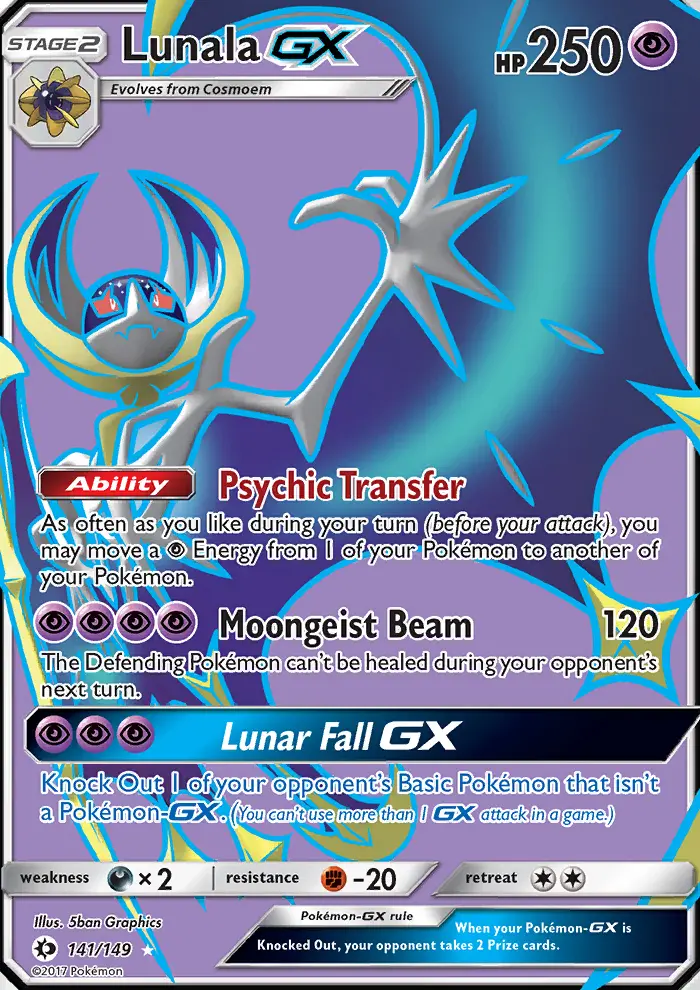 Lunala GX Pokémon card