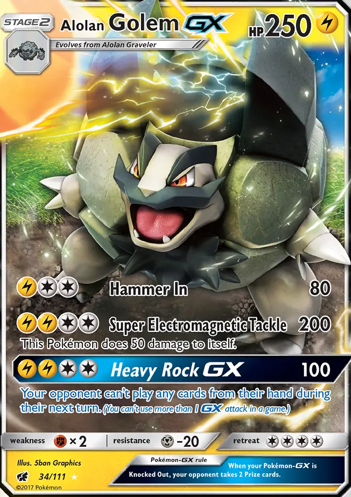 Alolan Golem GX Pokémon card