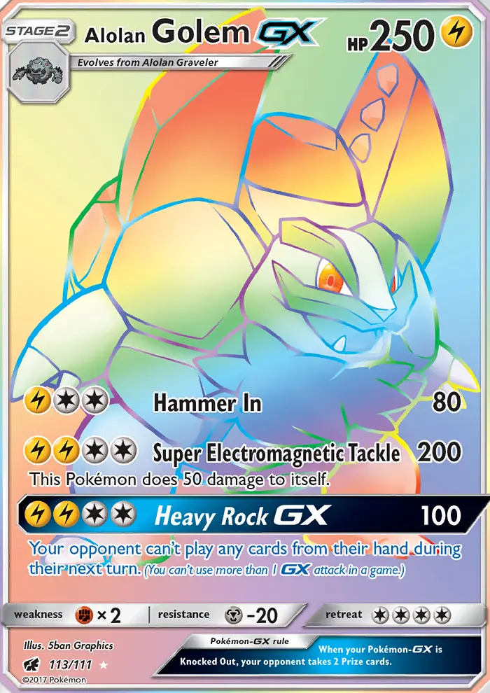 Alolan Golem GX Pokémon card
