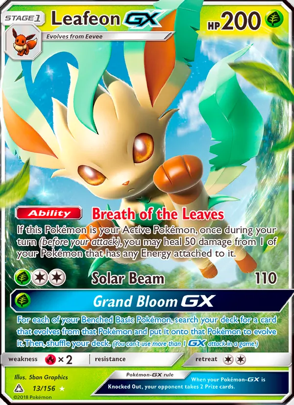 Leafeon GX Pokémon card