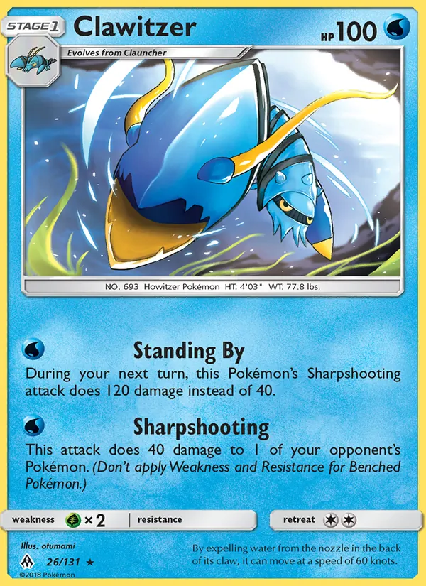 Clawitzer Pokémon card