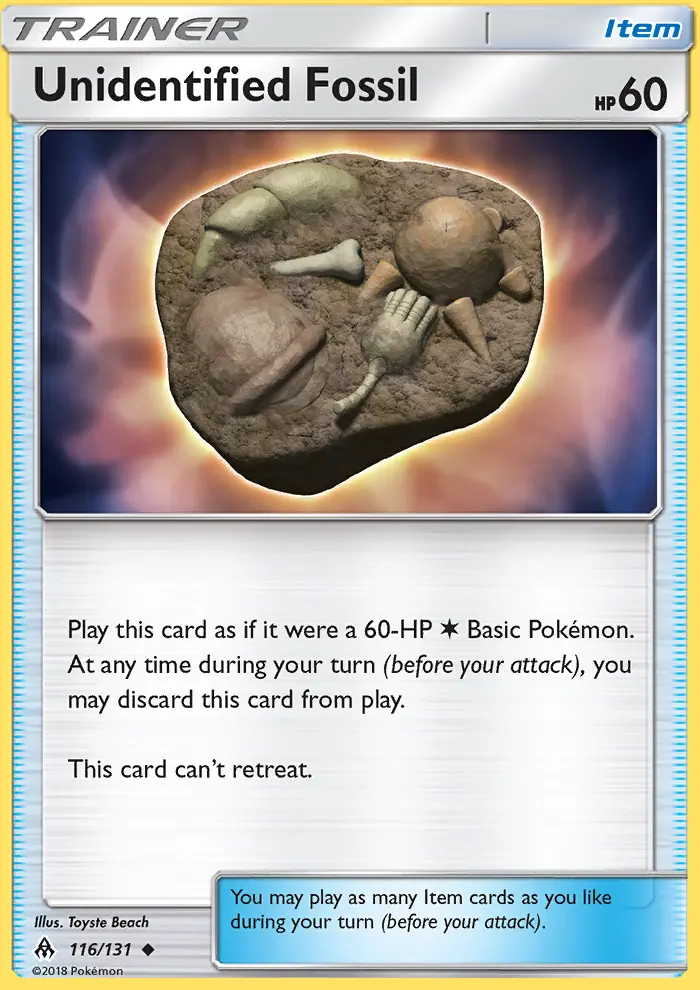 Unidentified Fossil Pokémon card