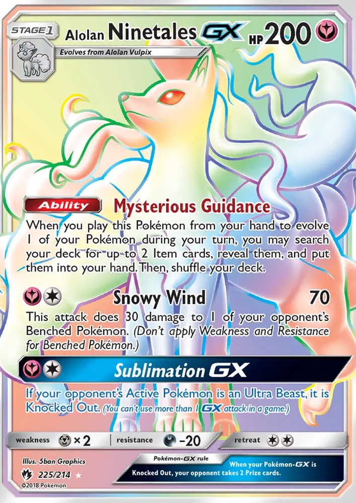 Alolan Ninetales GX Pokémon card
