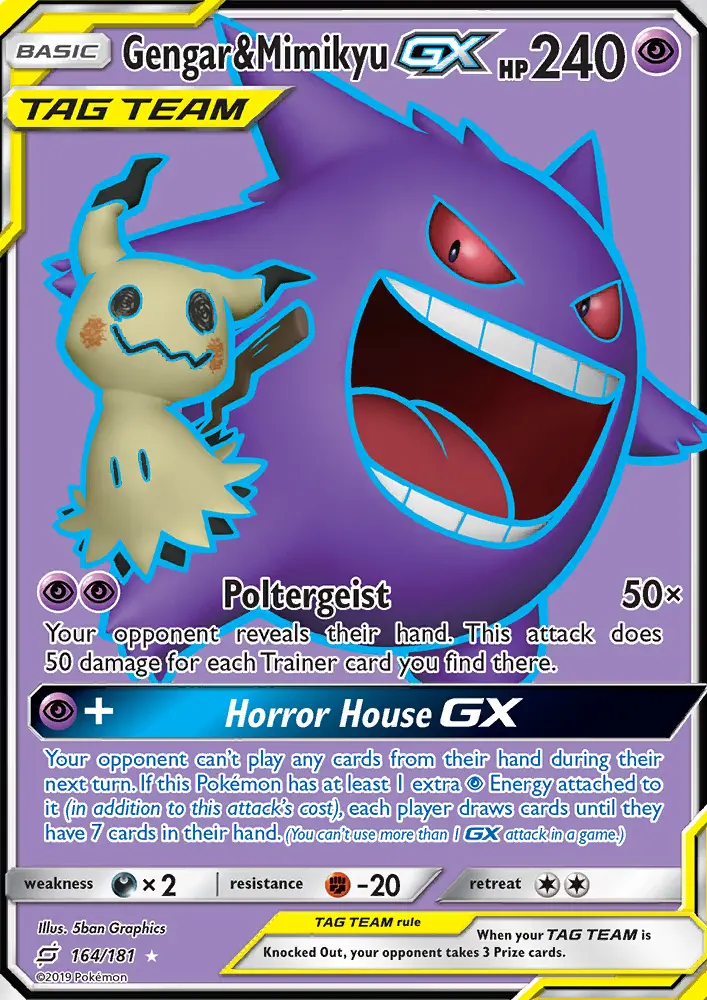 Gengar & Mimikyu GX Pokémon card