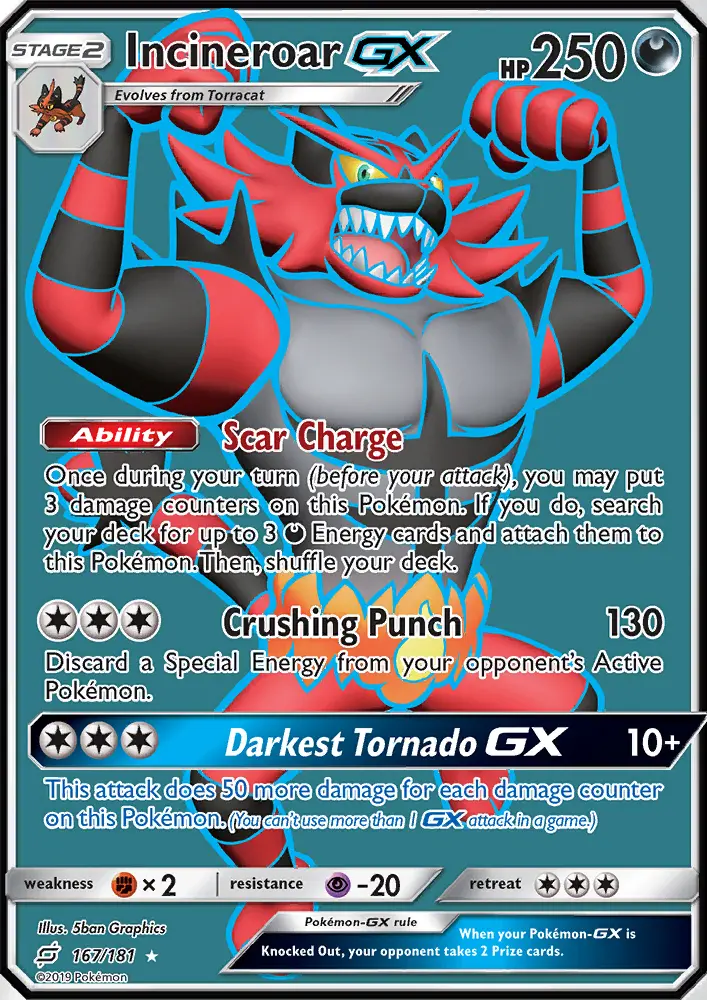 Incineroar GX Pokémon card