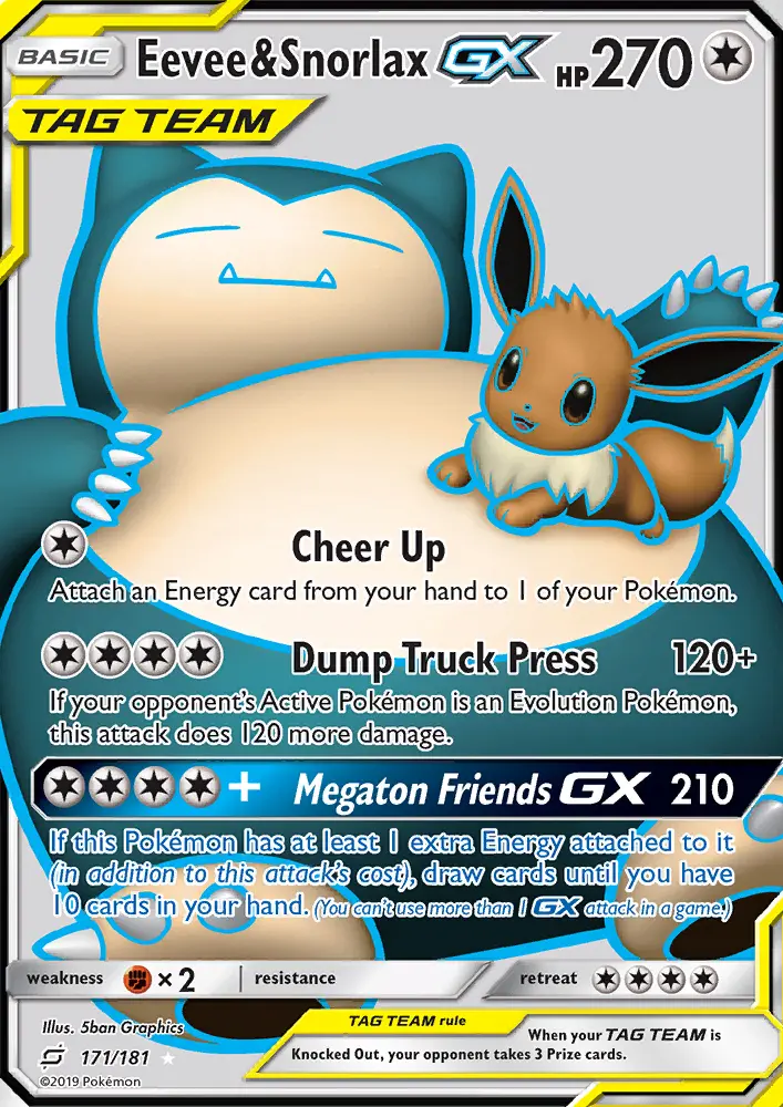 Eevee & Snorlax GX Pokémon card