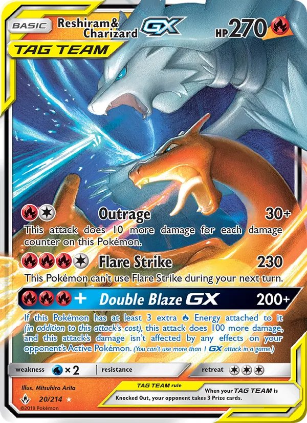 Reshiram & Charizard GX Pokémon card
