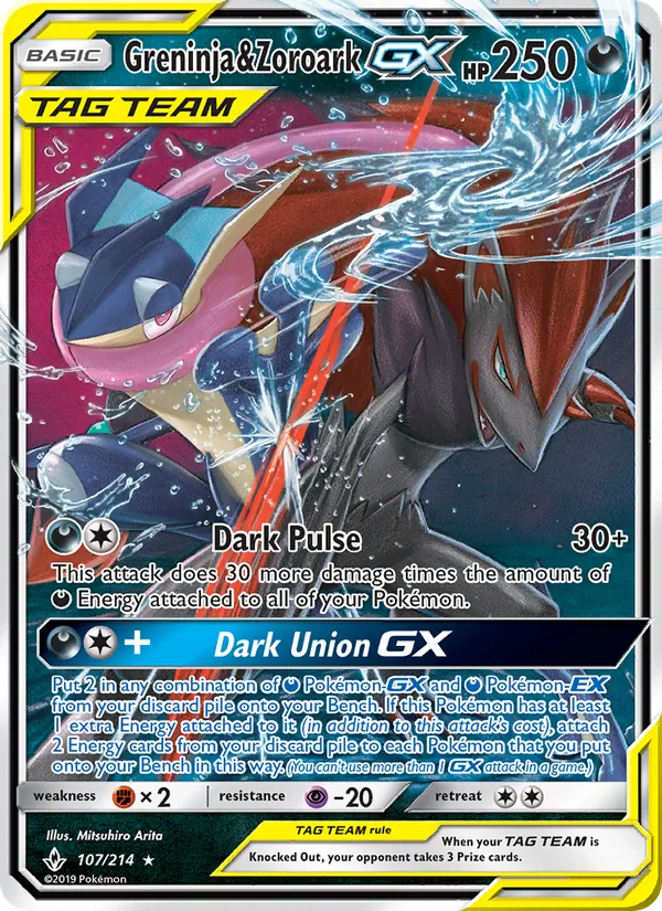 Greninja & Zoroark GX Pokémon card