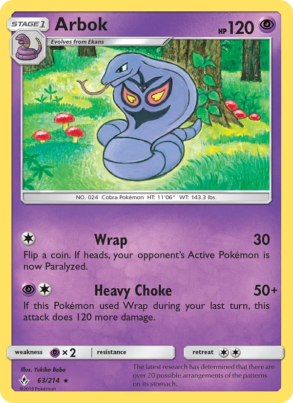 Arbok Pokémon card