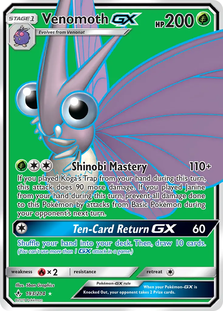Venomoth GX Pokémon card