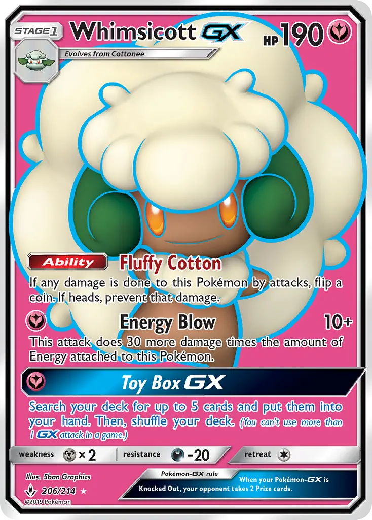 Whimsicott GX Pokémon card