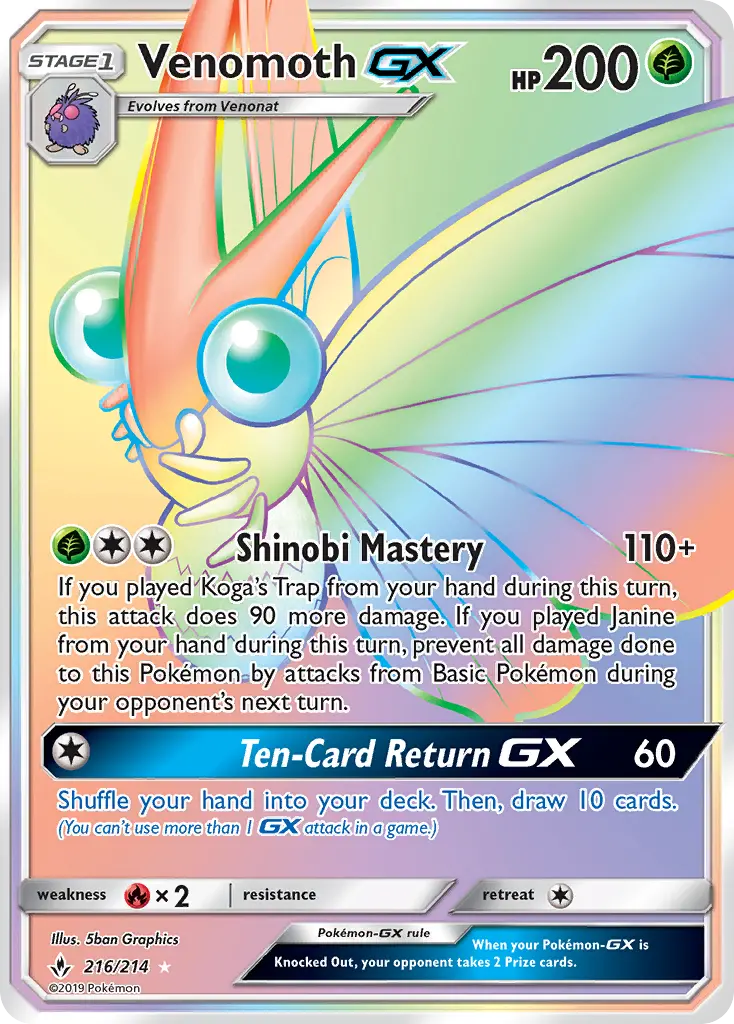 Venomoth GX Pokémon card