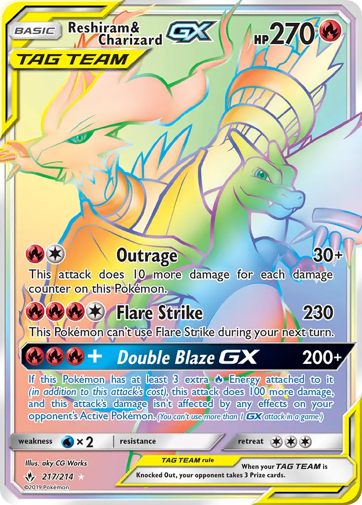 Reshiram & Charizard GX Pokémon card