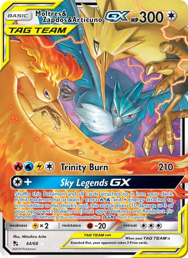 Moltres & Zapdos & Articuno GX Pokémon card