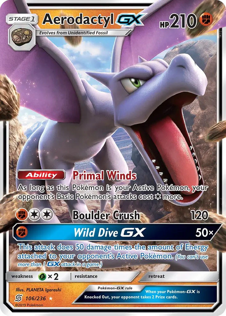 Aerodactyl GX Pokémon card