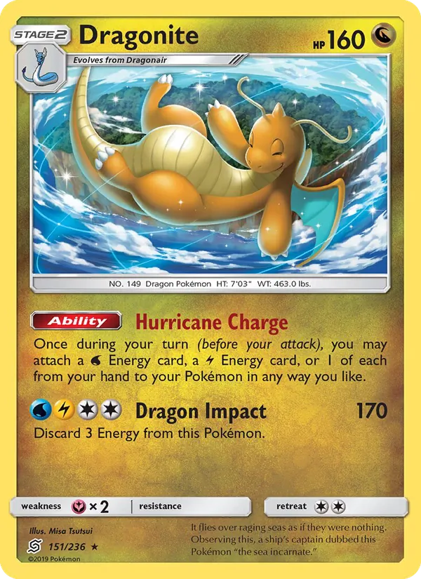 Dragonite GX Pokémon card