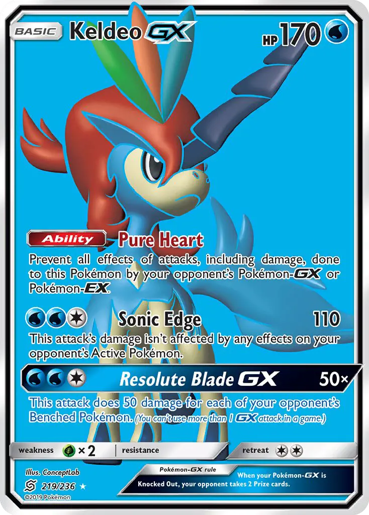 Keldeo GX Pokémon card