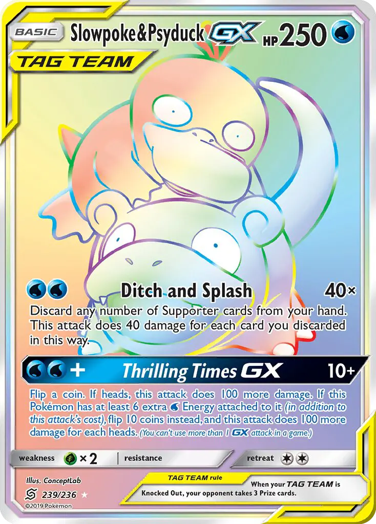 Slowpoke & Psyduck GX Pokémon card