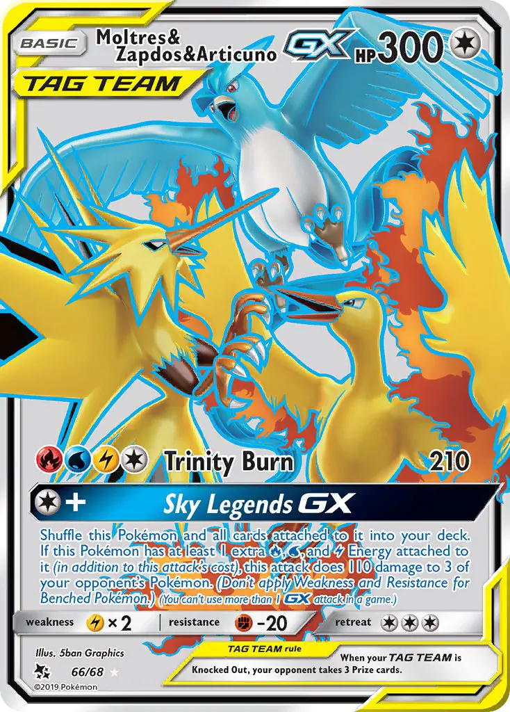 Moltres & Zapdos & Articuno GX Pokémon card