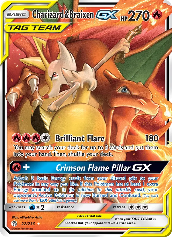 Charizard & Braixen GX Pokémon card