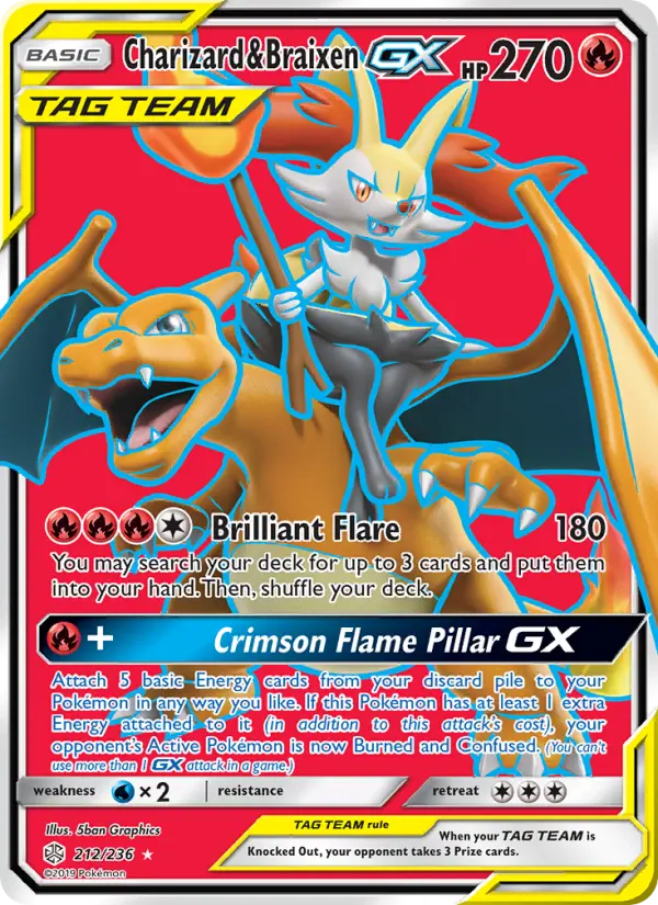 Charizard & Braixen GX Pokémon card