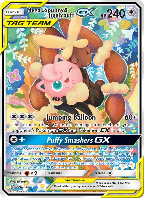Mega Lopunny & Jigglypuff GX Pokémon card