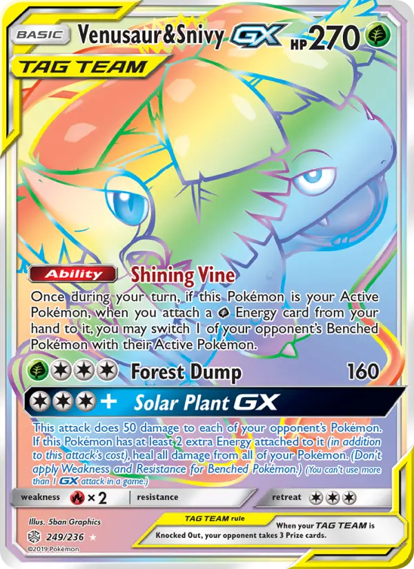 Venusaur & Snivy GX Pokémon card