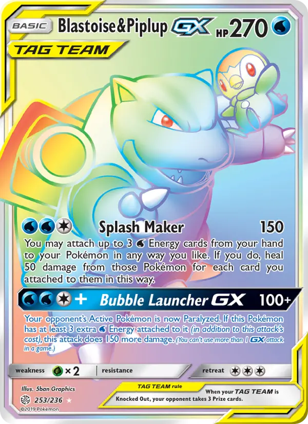 Blastoise & Piplup GX Pokémon card