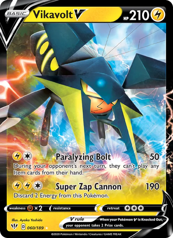 Vikavolt V Pokémon card