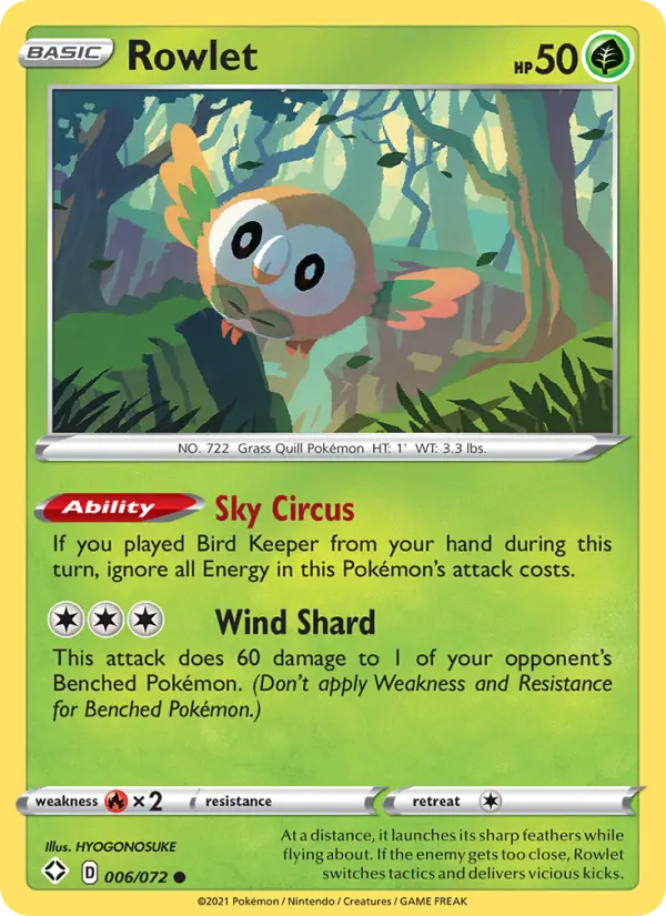 Rowlet Pokémon card