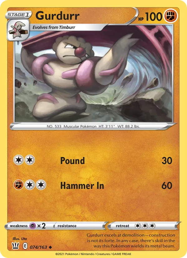 Gurdurr Pokémon card