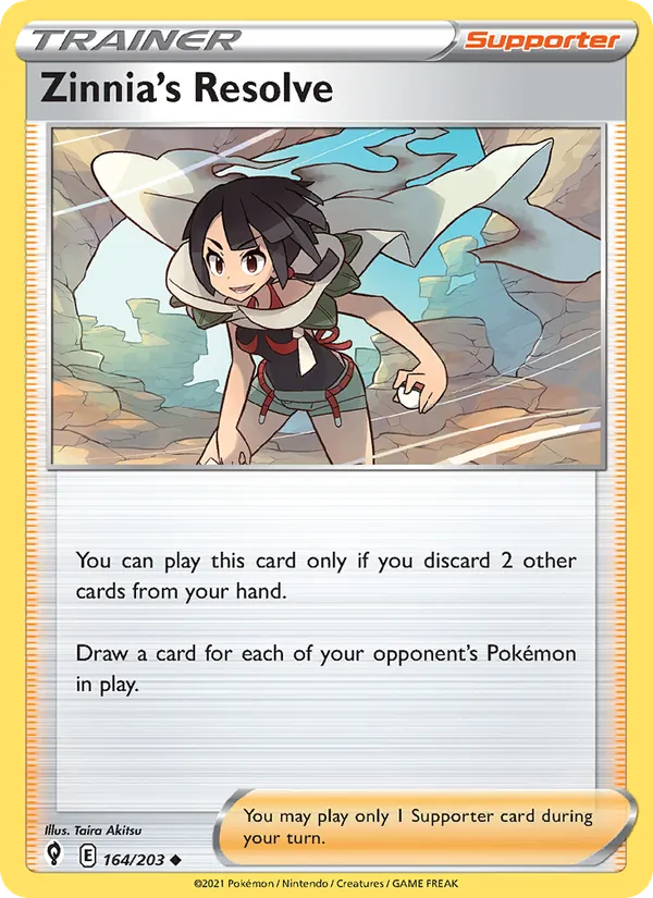 Zinnia's Resolve card
