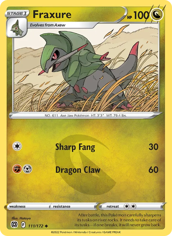 Fraxure Pokémon card