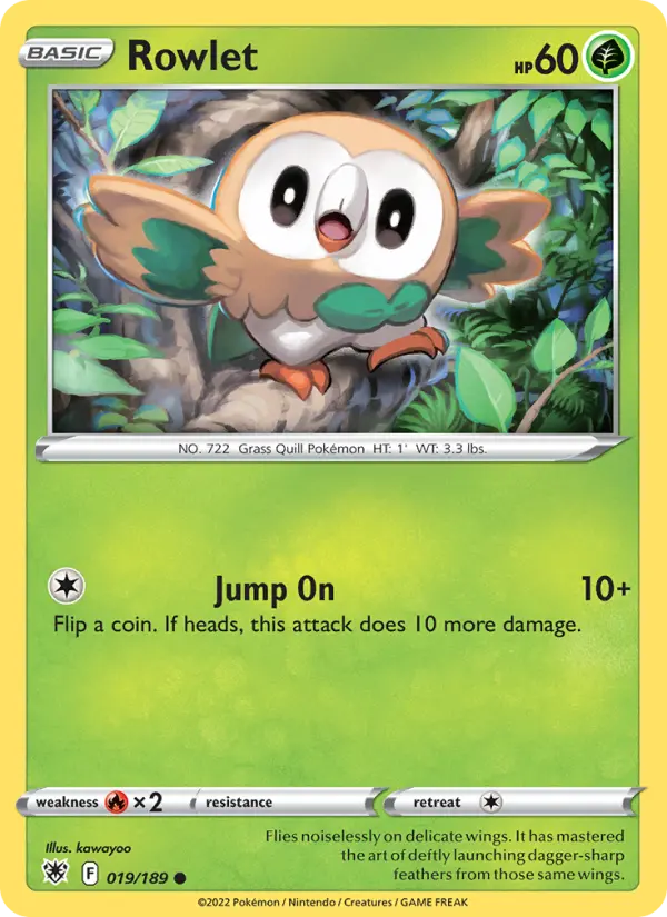Rowlet Pokémon card