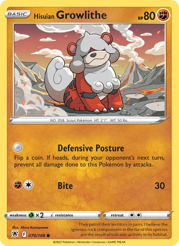 Hisuian Growlithe Pokémon card