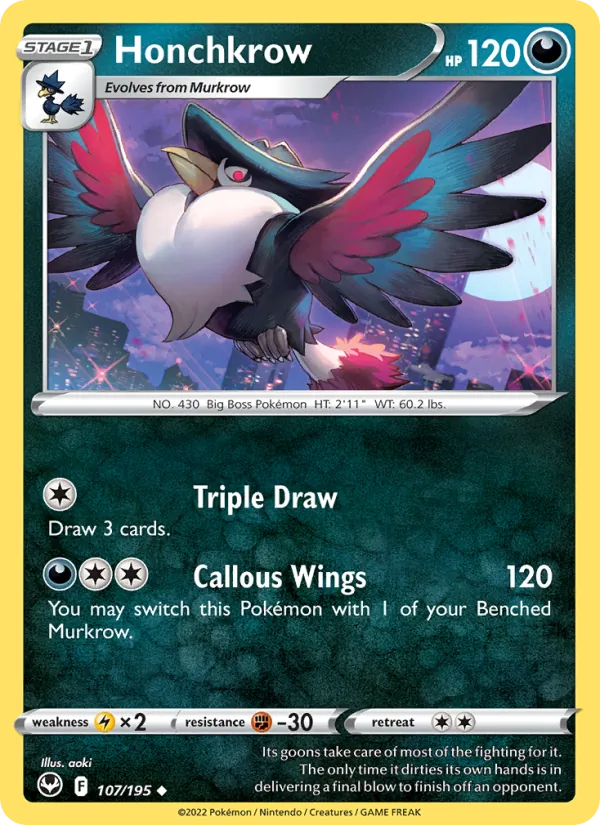 Honchkrow Pokémon card