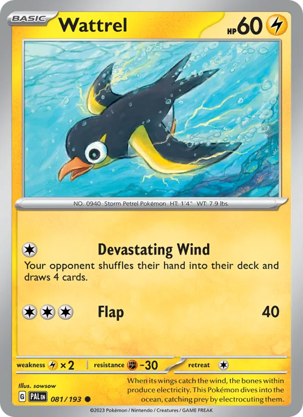 Wattrel Pokémon card