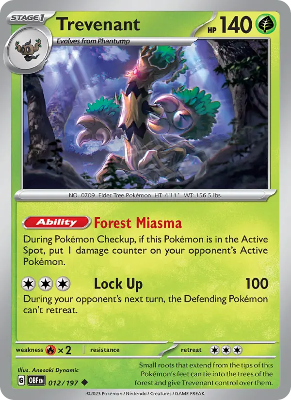 Trevenant Pokémon card