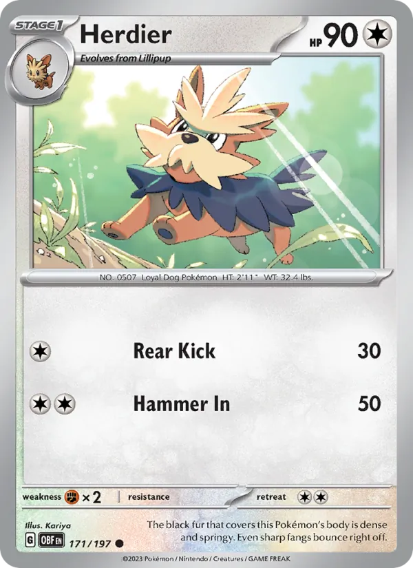 Herdier Pokémon card