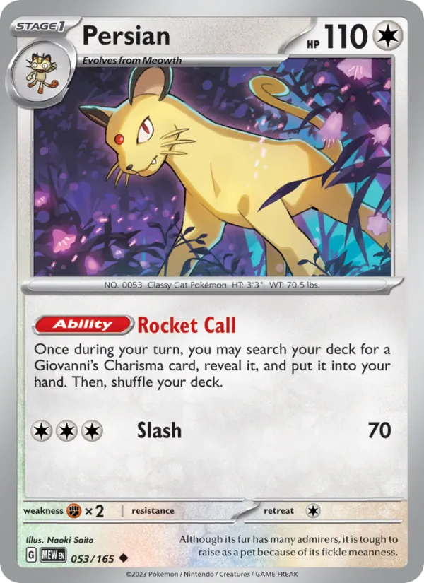Persian Pokémon card