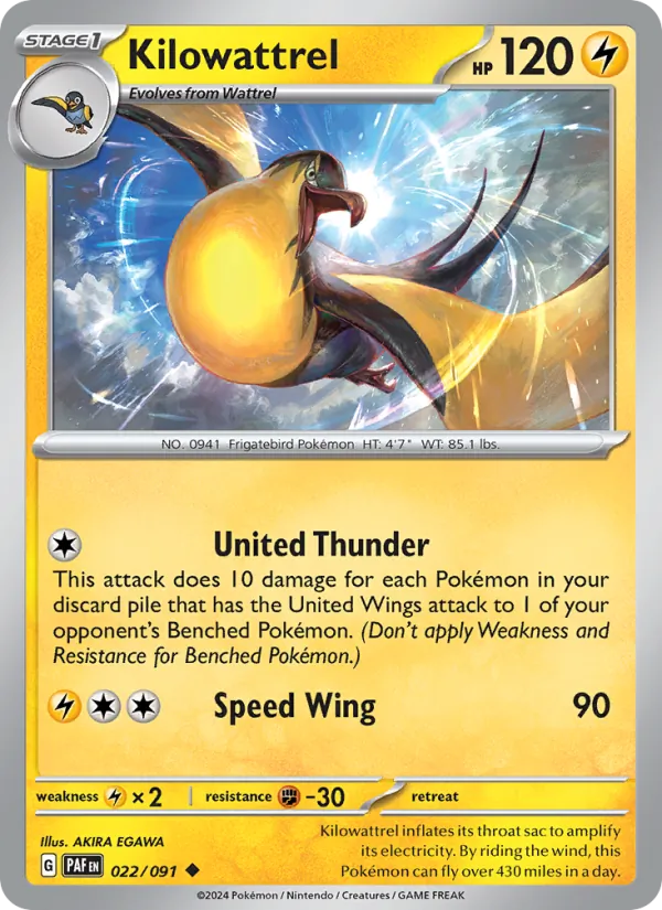 Kilowattrel Pokémon card