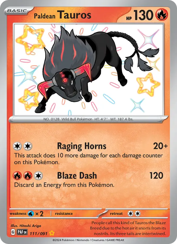Paldean Tauros Pokémon card