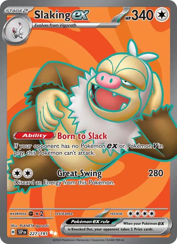 Slaking ex Pokémon card