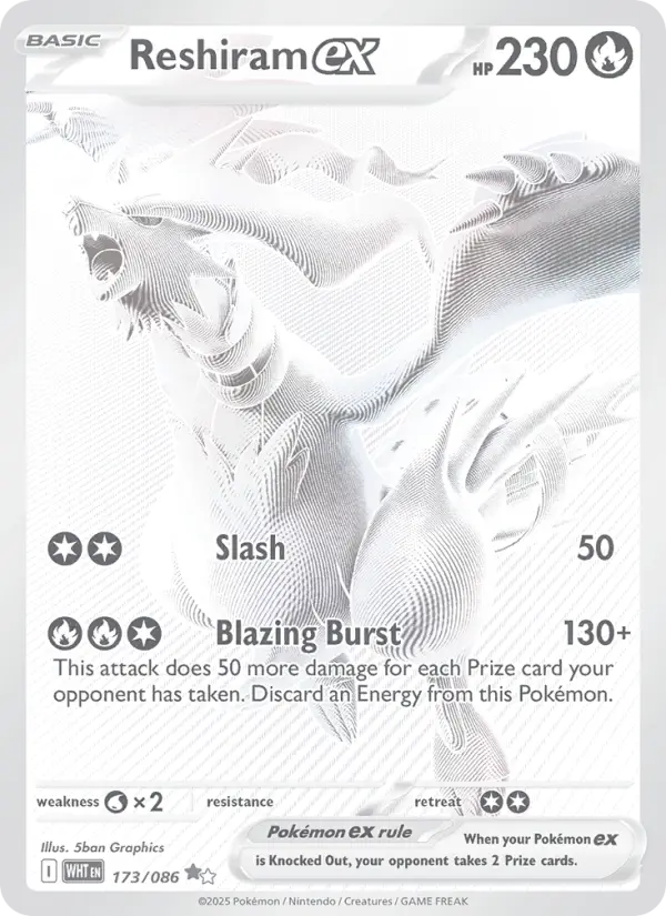 Reshiram ex Pokémon card