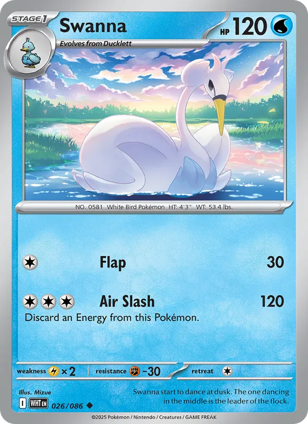 Swanna Pokémon card